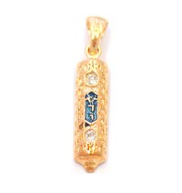 Gold Filled Oriental style Mezuzah Pendant with zircon